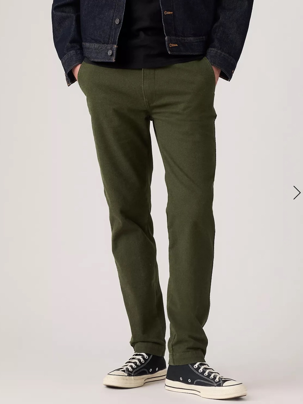 Levi's Sz L Green Pants XX Chino EZ Taper Stretch Warm Classic Minimalist Fall